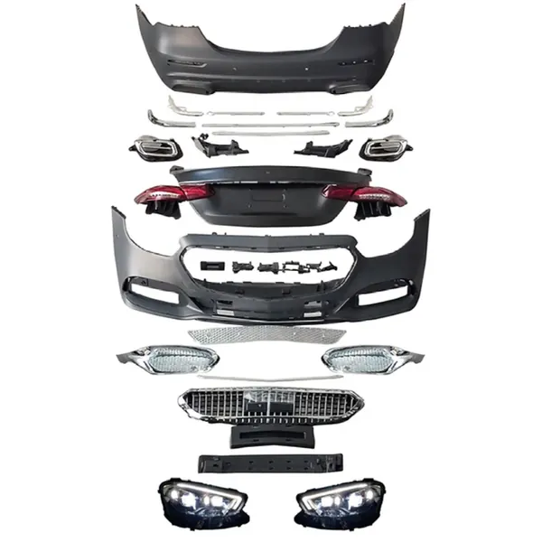 Maybach Upgrade Facelift Conversion Bodykit Bumper Hood Headlight Taillight CC-6361 Compatible With Mercedes Benz E Class W213 2016-2020 To W213 Lci 2021+