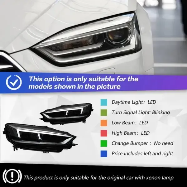 LED Headlight Styling Dynamic Turn Signal Lens Automotive Assembly Compatible With AUDI A5 2017-2019