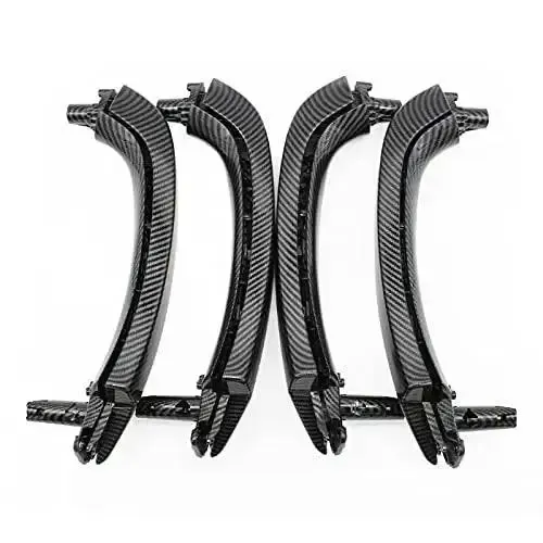Car Interior Door Pull Handle Outer Inner Cover Trim Replacement Carbon Fiber Set CC-1310 Compatible With Bmw X3 X4 G01 G02 F97 F98 2018-2021