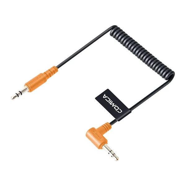 Comica Audio CVM-D-CPX 3.5mm TRS Male to Right-Angle 3.5mm TRS Male Coiled Cable for Cameras