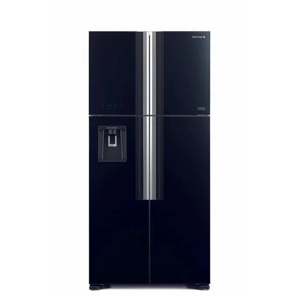 Hitachi 590L 4 Door Side by Side Refrigerator, Water Dispenser, No Frost, Automatic Ice Maker Glass Black R-W760PU7 GBK
