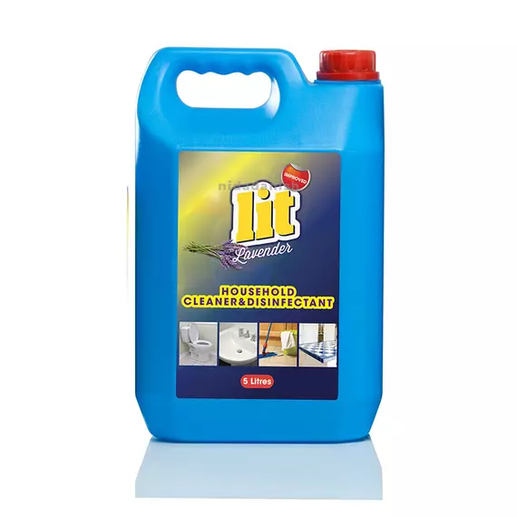 LIT Household Cleaner & Disinfectant for Tiles, Showers, Sinks & Kitchen Worktops Lavender 5L (Pack of 4Pcs)