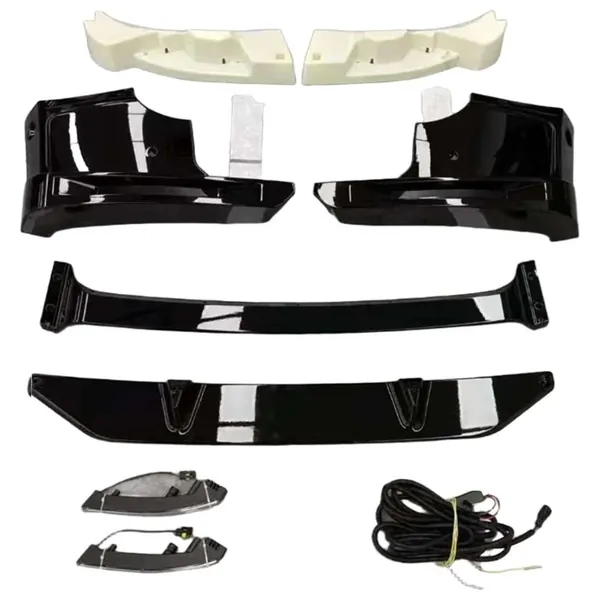 Front Bumper Lip Splitter Skirts Lower Protector Glossy Black Led CC-8927 Compatible With Range Land Rover Defender 110 90 130 2020+