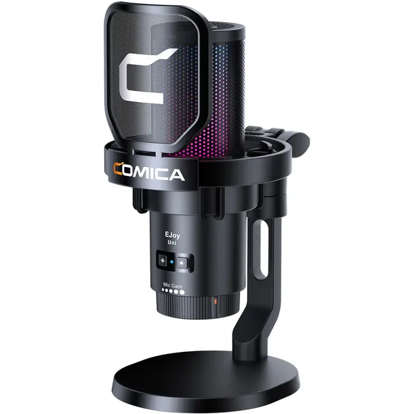 Comica Audio EJoy Uni D RGB Cardioid Condenser USB-C Microphone with Desktop Stand (Black)
