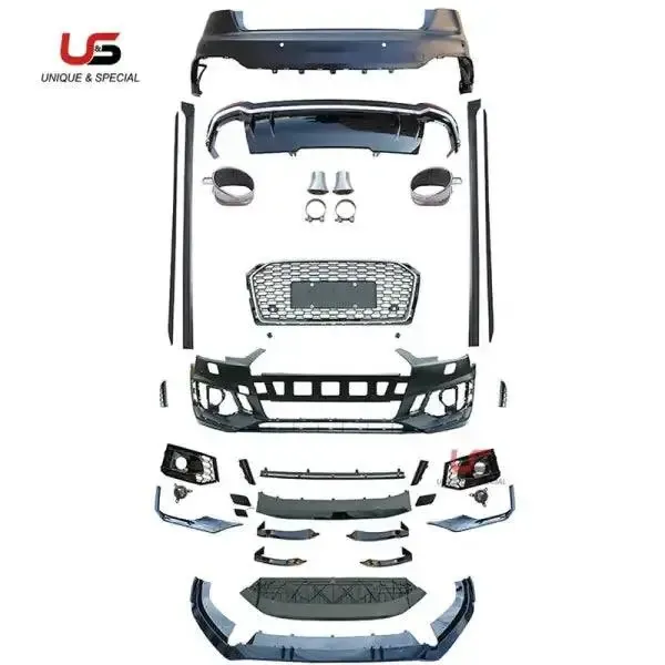 RS5 Style Front Bumper with Honeycomb Grille PP Material Compatible With Audi A5 Facelift 2017-2019
