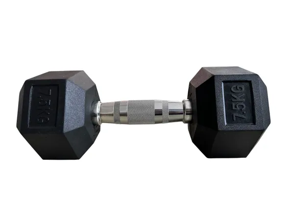 Hexagonal Rubber Coated Dumbbell - 7.5kg