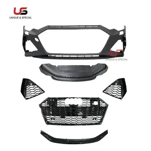 Auto Body Kit Upgrade to RS6 1:1 Front Bumper with Honeycomb Grille PP Material Compatible With Audi A6 C8 2019-2020