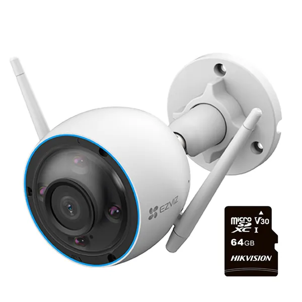 EZVIZ H3 5MP 3K AI WiFi Security Camera & Hikvision 64GB Micro SD Card