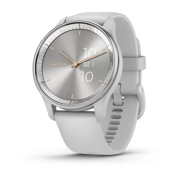 Garmin Vívomove® Trend - Silver Stainless Steel Bezel with Mist Grey Case and Silicone Band