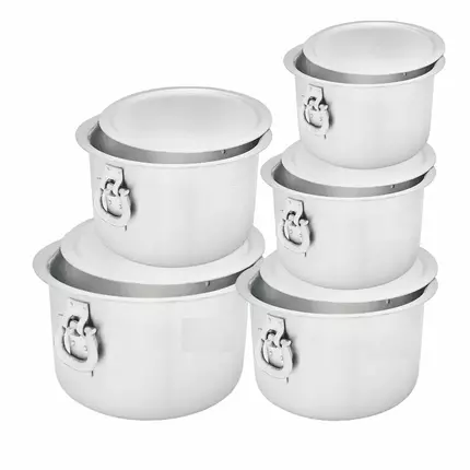 Nadstar8 Aluminium Sufuria 5pcs with Lid & Handle 125L, 140L, 155L, 170L, 190L Cookware Set Tope Cooking Pot for Commercial Use - Gauge 7 Kitchen Heavy Duty Tapela