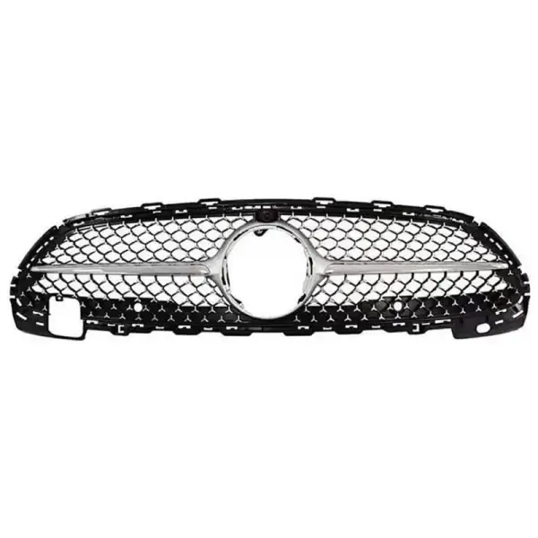 Front Bumper Show Grill Diamond Silver CC-3141 Compatible With Mercedes C Class W206 2022+ For Amg Sports Version
