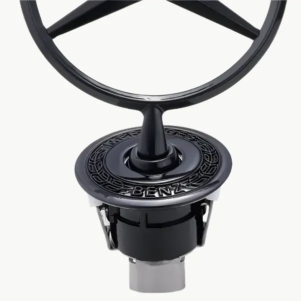 Bonnot Hood Emblem Standing Logo Mb Hood Star Logo Gold Mb Black CC-5642 Compatible With Mercedes A B C E G Gl Gle Gle Ml R S V Class