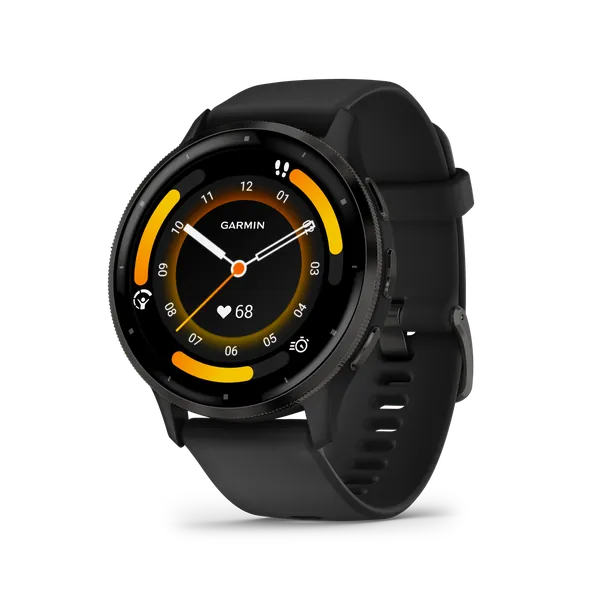 Garmin Venu 3: Slate Stainless Steel Bezel with Black Case and Silicone Band