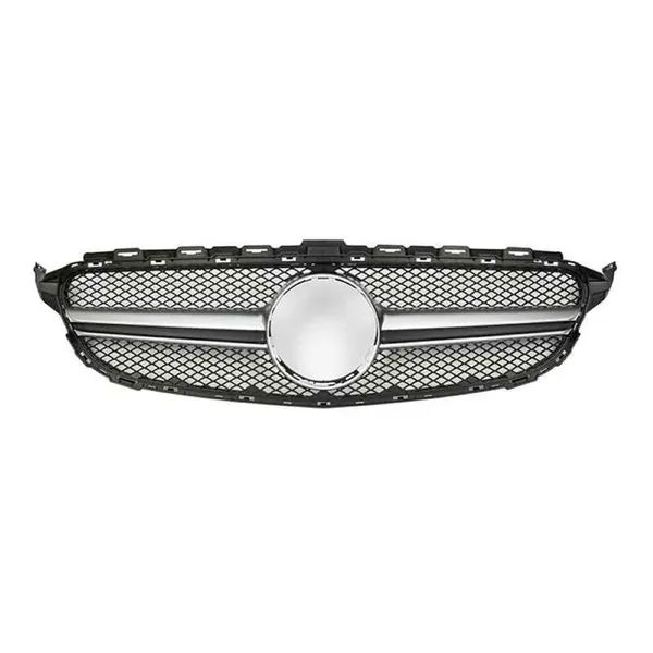 Upgrade Front Bumper Amg C63 Show Grill With Camera Hole Amg Silver Chrome Gc W205/c205-007 W Hole CC-9497 Compatible With Mercedes Benz C Class W205 C205 Coupe 2019-2021