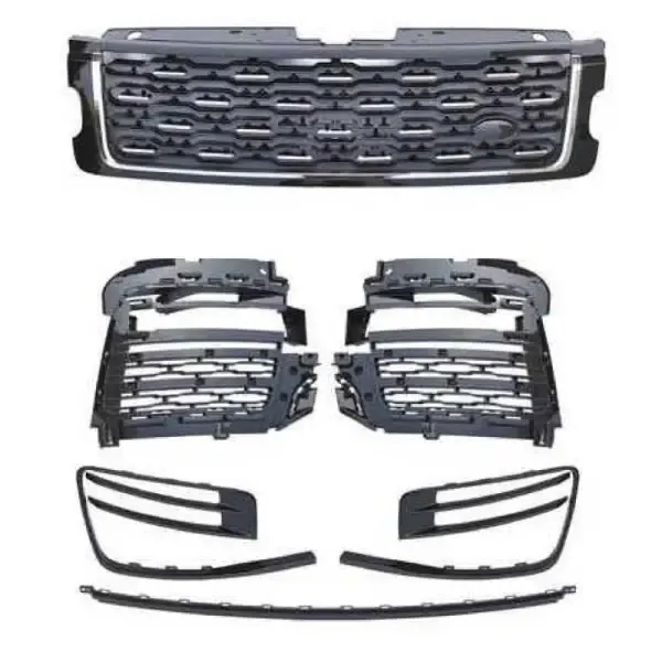Upgrade Facelift Front Grill Fog Lamp Chrome Trim Kit Bodykit Black CC-5854 Compatible With Range Land Rover Vogue L405 2018-2022