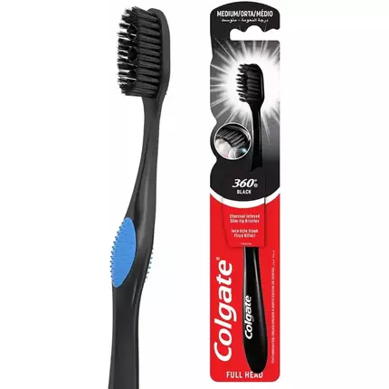 Colgate 360 Black Medium Toothbrush (Pack of 12Pcs)