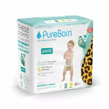 Pure Born Pants/Pull Ups Double Size 5, Large, 12-17kg (Pack of 240pcs)