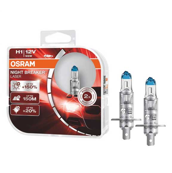 OSRAM NIGHT BREAKER LASER H1, 55W Car Halogen Headlamp (SET-2PCS) 12V 64150NL-HCB