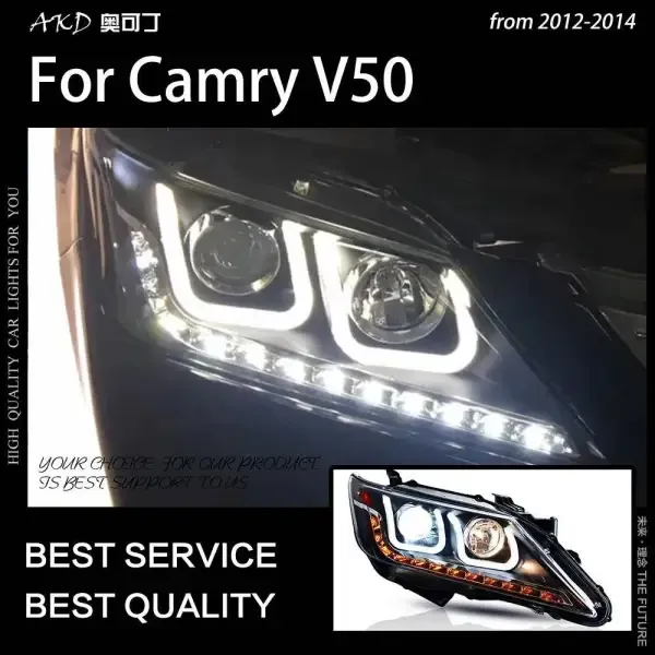 LED Headlight DRL Hid Head lamp Angel Eye Bi Xenon Compatible With Toyota Camry V50 2012-2014