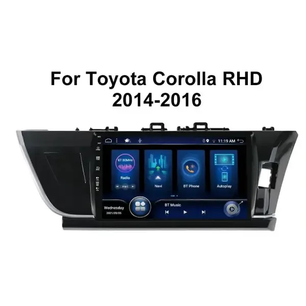 10" Android 12 Player Carplay Car Head Unit Radio Stereo Multimedia GPS DVD 4G Wifi 4+64GB Compatible With Toyota Corolla Altis RHD 2014/2015/2016