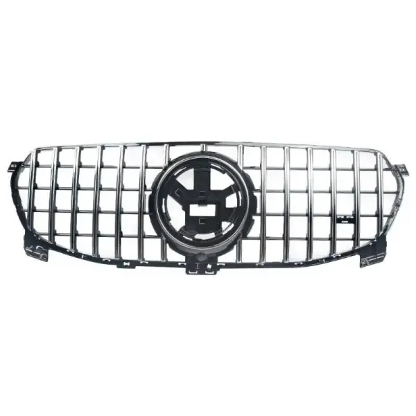 Front Bumper Panamericana Grill W167 Grill Gtr Silver Dynamic Gle CC-1789 Compatible With Mercedes Gle W167 X167 2019-2023