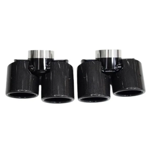 Stainless Steel Square Muffler Tip Tailpipe Nozzle Silensor 2.0 Round Carbon Fiber CC-7046 Compatible With Range Land Rover Defender 90 110 130 L663 Lr129997 2020+