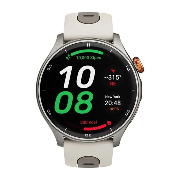 Titan Celestor Smartwatch, 1.43 inches AMOLED Display, Titanium/Beige
