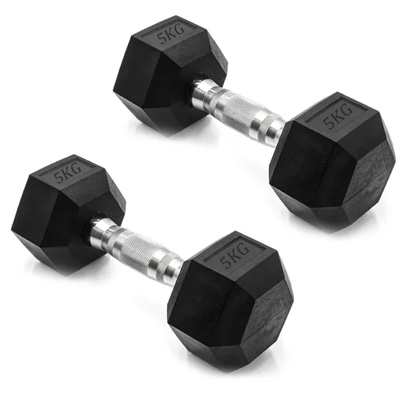 Premium Rubber Encased Hex Dumbbell - Set of 2