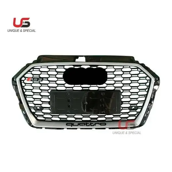 Body Kit Electroplating Silver Honeycomb Mesh Grille Front Grille Compatible With Audi A3 2017 2018 Facelift Audi RS3