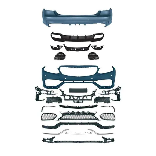 Front Rear Bumper Upgrade Convert To Amg E63 Amg Bumper Bodykit Diffuser Exhaust Tip Side Skirts W212-012 CC-9713 Compatible With Mercedes Benz E Class W212 Lci 2014-2016