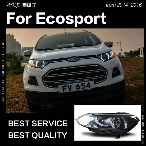 LED Headlight DRL Hid Head lamp light Angel Eye Bi Xenon Beam Compatible With Ford Ecosport 2014