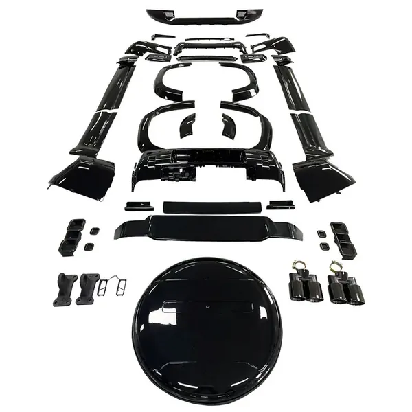 Convert Upgrade Bodykit Wheel Cover Skirts Splitter Exhaust Tips Spoiler Lip 007 Bodykit Black Edition -7056 CC-7056 Compatible With Range Land Rover Defender 90 110 130 L663 Lr129997 2020+ Facelift