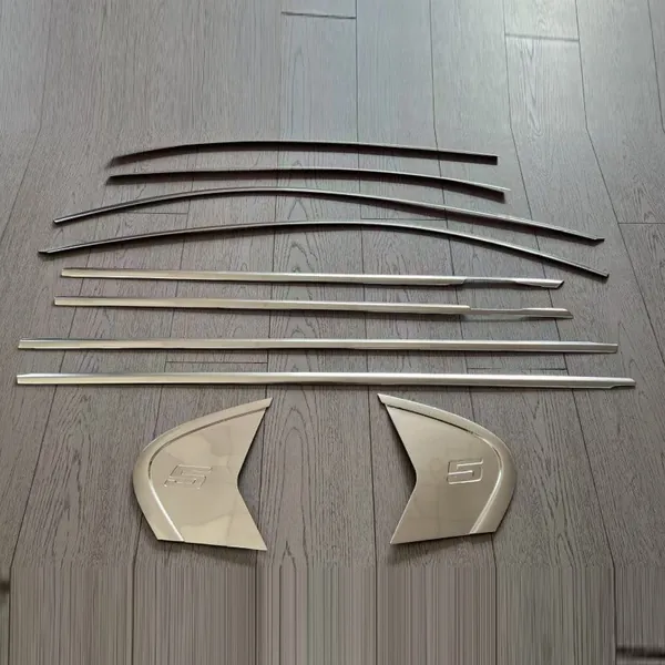 Side Rear Door Window Garnish Louver Frame Cover Chrome Trim G60 Style Chrome Silver Set G60 Style CC-9795 Compatible With Bmw 5 Series F10 2010-2017