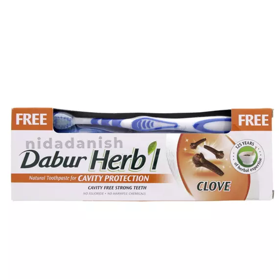 Dabur Herbal Toothpaste 150g with Brush Clove Natural Toothpaste for Cavity Protection‎, No Added Chemicals (Pack of 6)