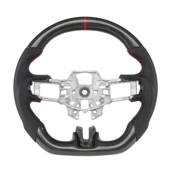 Sport Racing Steering Wheel Trim Cover Wheel Perforated Leather Carbon Fiber Core CC-7116 Compatible With Ford Mustang GT Ecoboost Shelby 2015-2018