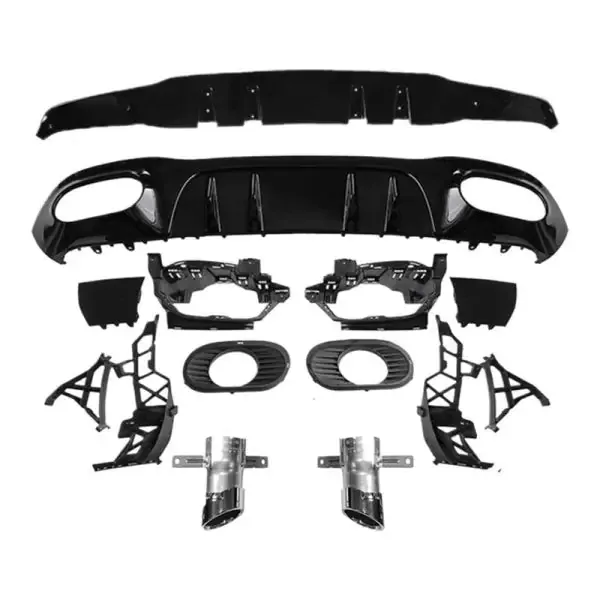 Rear After Bumper Lip Diffuser Muffler Exhaust Splitter Zst-187 A35 Usa CC-3731 Compatible With Mercedes Benz A Class W177 2018+ A35 Amg Hatchback