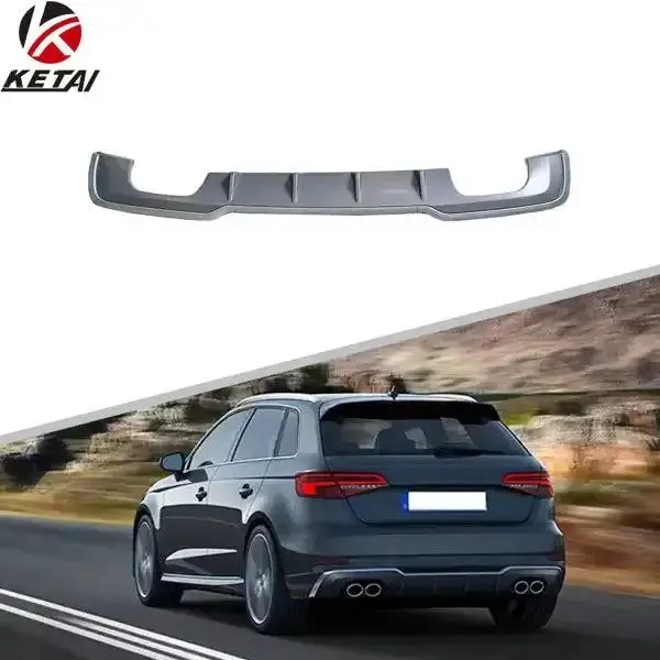 PP Material S-Line S3 Style Rear Diffuser Compatible With AUDI A3 Hatchback 2017-2020