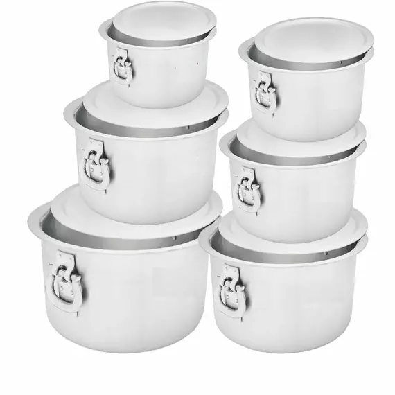 Nadstar8 Aluminium Sufuria 6pcs with Lid & Handle 75L, 100L, 125L, 155L, 190L, 230L Cookware Set Tope Cooking Pot for Commercial Use - Gauge 6 & 7 Kitchen Heavy Duty Tapela