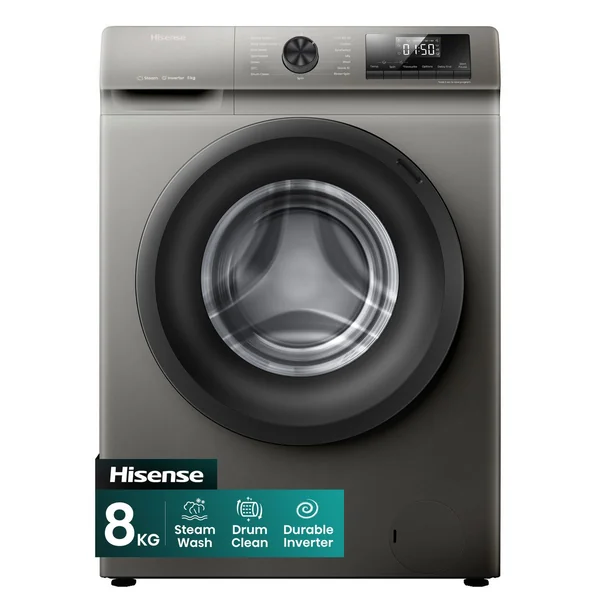 Hisense 8kg Front Loader Washing Machine with Inverter-Titanium Grey WFQP8012VMT