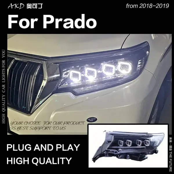 LED Headlight DRL All LED Light Source Compatible With Toyota Prado 2018-2019 Land Cruiser Prado