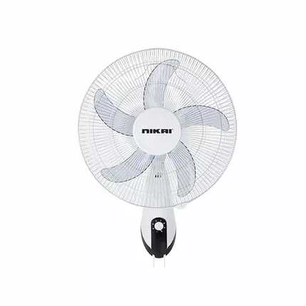 Nikai Wall Fan 16" Wide Angle Horizontal Oscillation "T" Class Motor 5  Leaf "AS" Transparent Blades 3 Speed: NWF1635T1