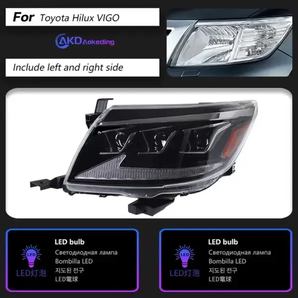 LED Headlight DRL Turn Signal High B Compatible With Toyota Hilux VIGO 2011-2014