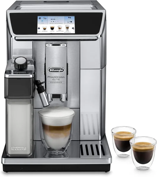 De'Longhi Primadonna Elite Experience 1450W, 1L Automatic Bean to Cup Coffee Machine, Stainless Steel, Silver [Energy Class A] ECAM650.85.MS