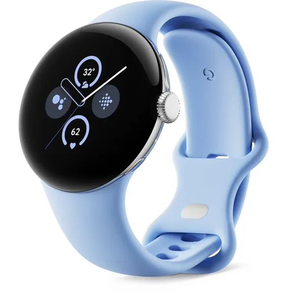 Google Pixel Watch 2 LTE (Polished Silver with Bay Active Band)