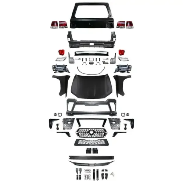 Upgrade Facelift Convert To 2016 Body Kit Side Skirts Splitter Spoiler Front Lip Diffuser Headlight Taillight Hood E Style 2 CC-5476 Compatible With Toyota Land Cruiser LC200 2008-2015
