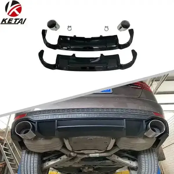 S-Line Gloss Black RS4 Style Rear Diffuser Compatible With AUDI A4 2016-2019