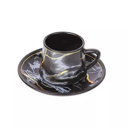Nadstar1 Porcelain Cup & Saucer Golden Print Tea Coffee Cups 0035-1/2