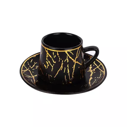 Nadstar1 Porcelain Cup & Saucer Golden Print Tea Coffee Cups 0030-1/2