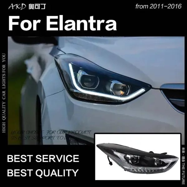 LED Headlight DRL Hid Bi Xenon Compatible With Hyundai Elantra 2011-2016 Elantra MD