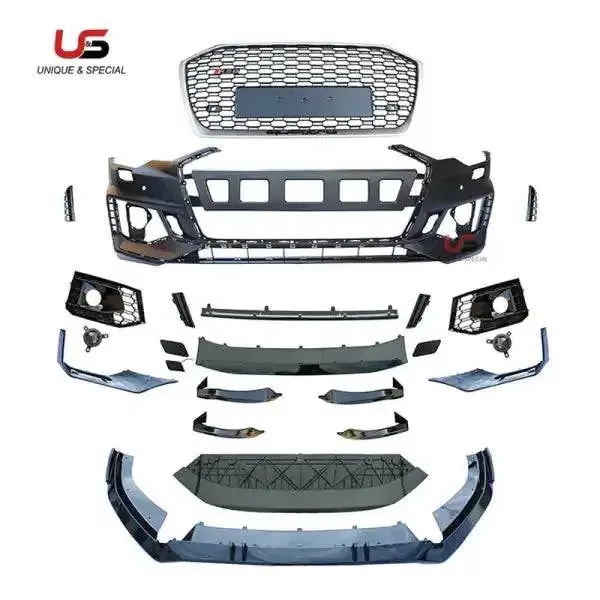 High Quality Auto Body Kit Upgrade to RS6 Special Design Front Bumper with Grille PP Material Compatible With Audi A6 C8 2019-2020